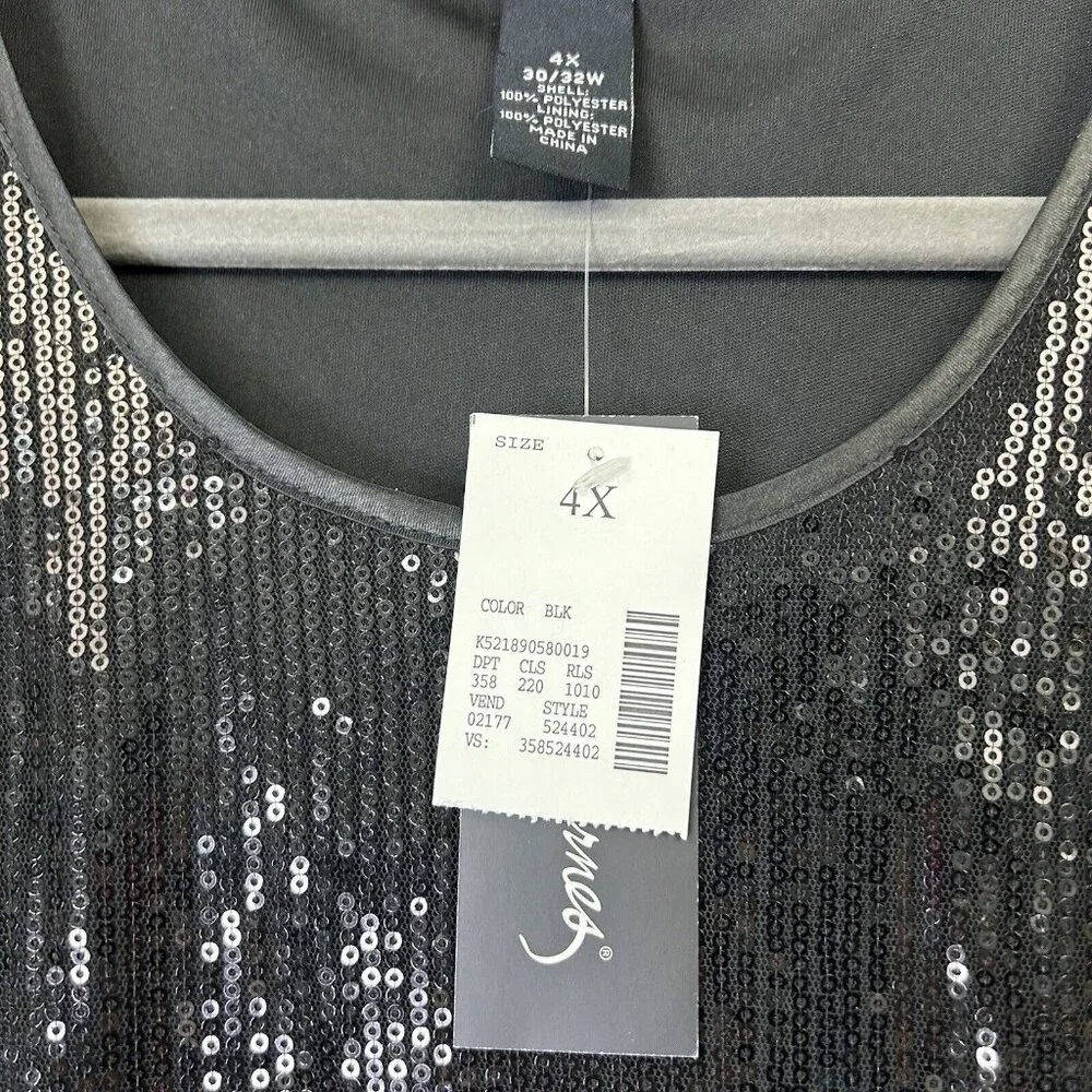 NEW Maggie Barnes Black Sequin Top Womens Size 4X Dressy Party - Picture 5 of 9